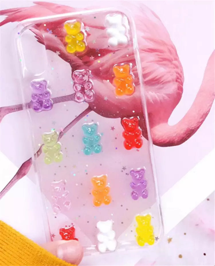 Clear Glitter Gummy Bear case