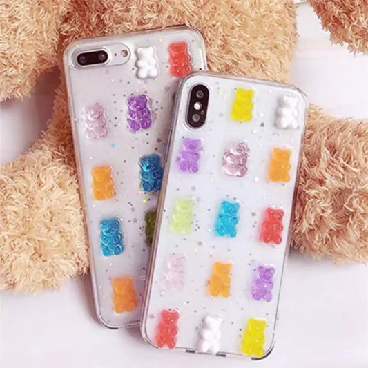 Clear Glitter Gummy Bear case