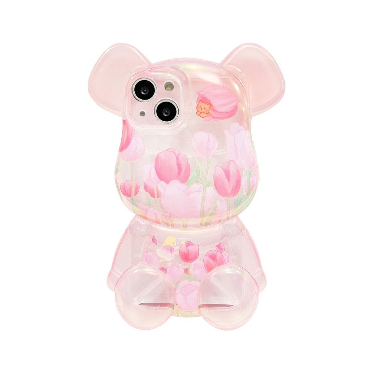 3D Pink Flower Bear Case